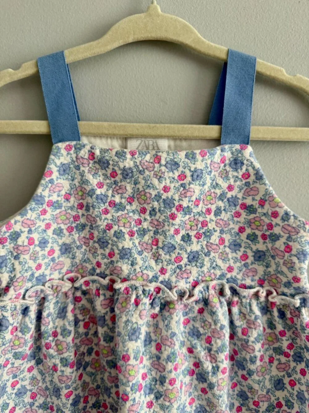 Zara Ditsy Floral Textured Sleeveless Dress EUC 18-24M - Picture 3 of 4